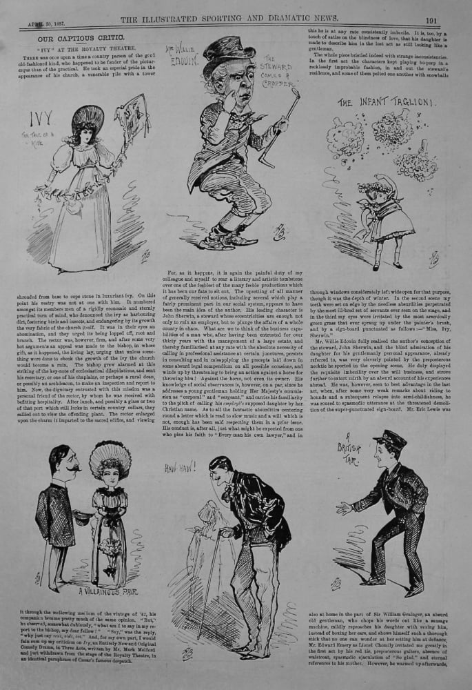 Our Captious Critic, April 30th, 1887.  :  "Ivy" at the Royalty Theatre.