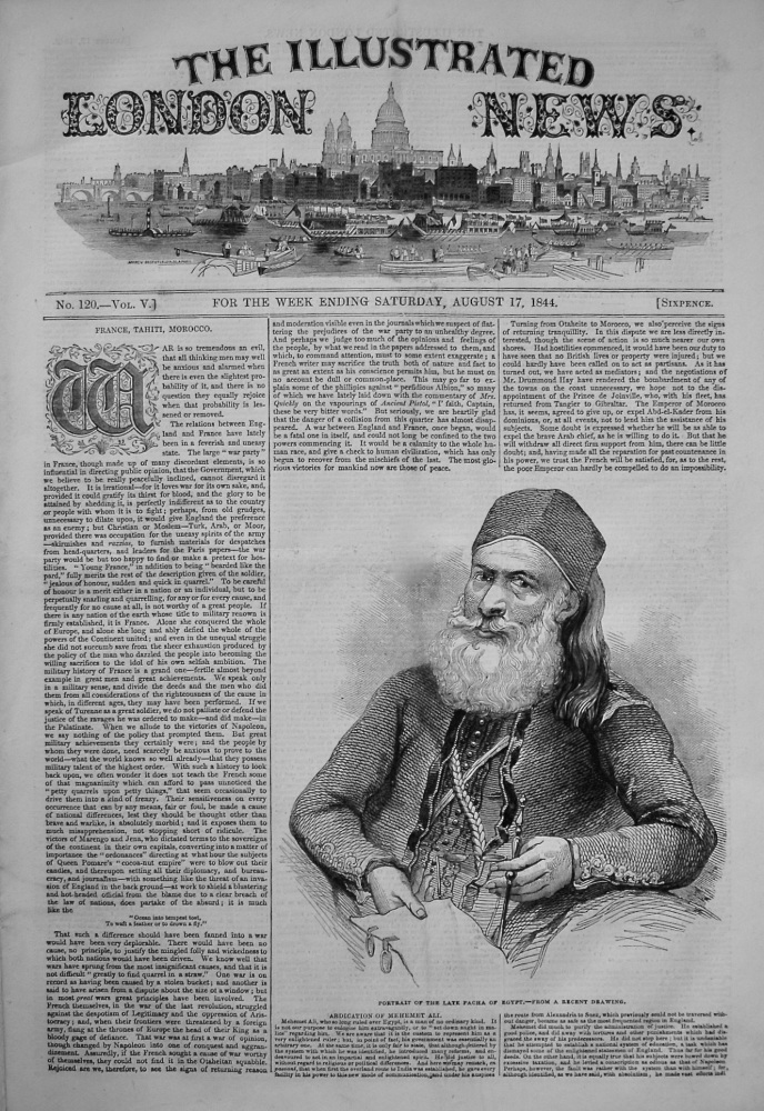 Illustrated London News,  August 17th, 1844.