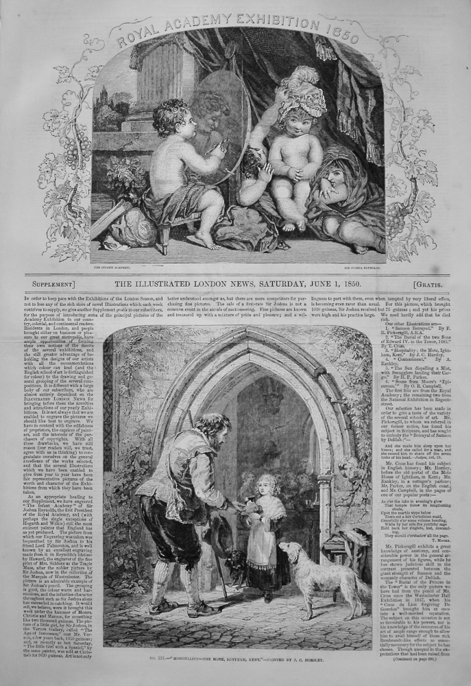 Illustrated London News,  (Supplement)    Royal Academy Exhibition 1850.