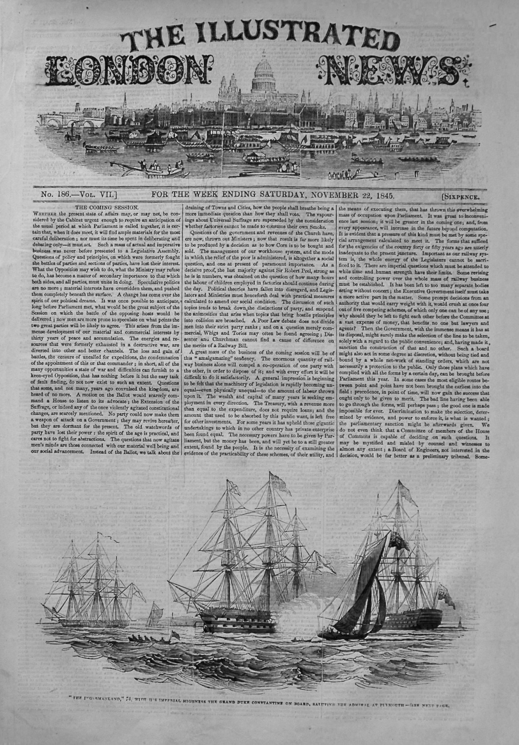 Illustrated London News. November 22nd, 1845
