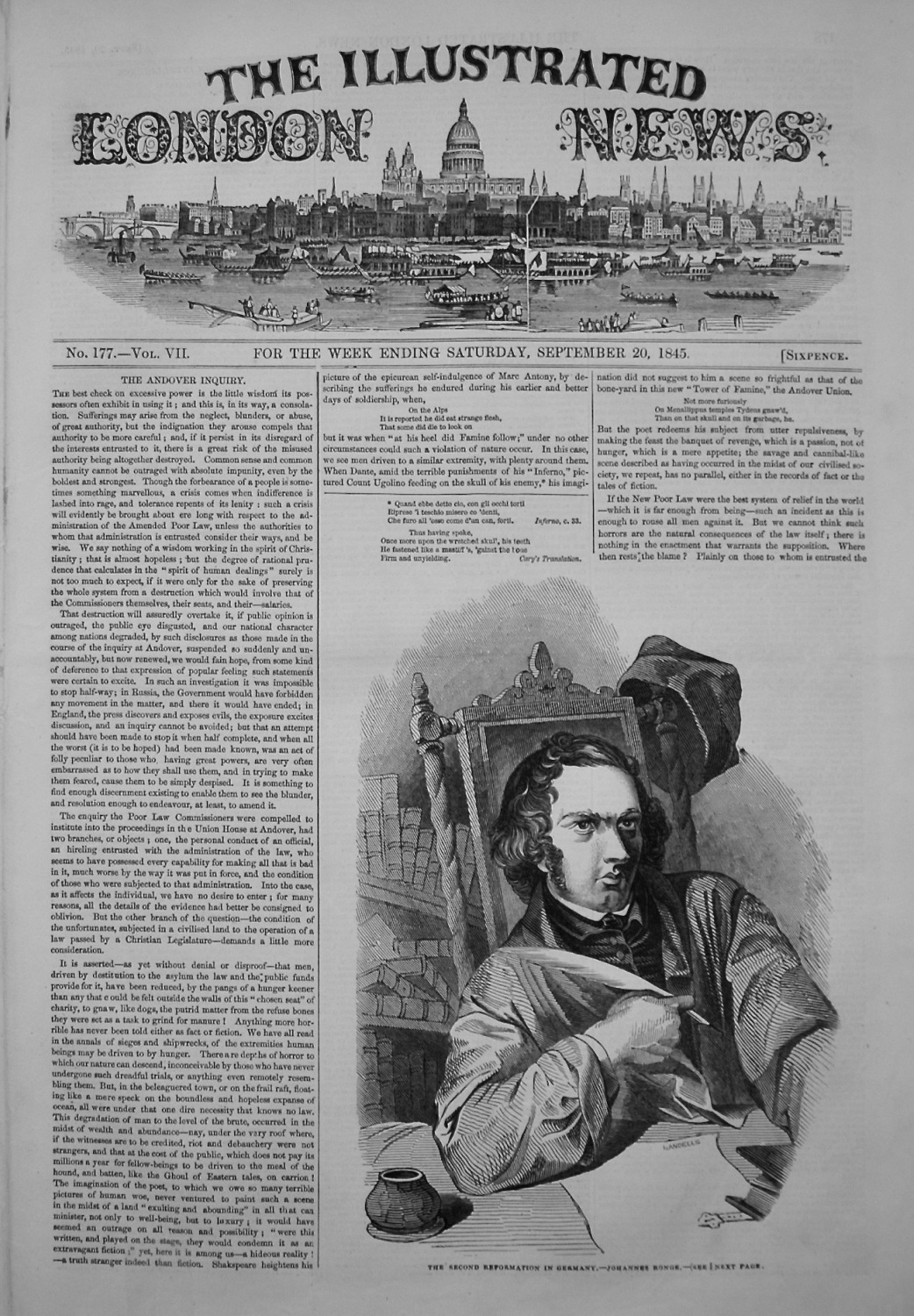 Illustrated London News September 20th 1845.