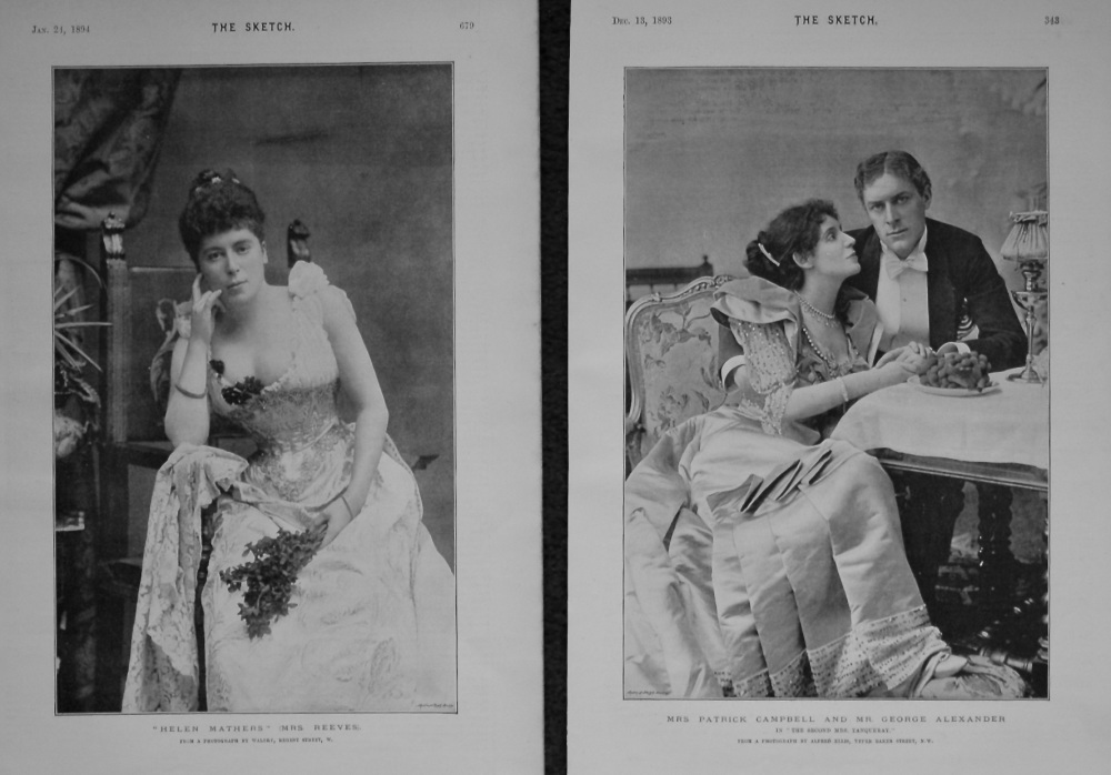 "Helen Mathers" (Mrs. Reeves). & Mrs Patrick Campbell and Mr. George Alexander in "The Second Mrs. Tanqueray." 1893-4.
