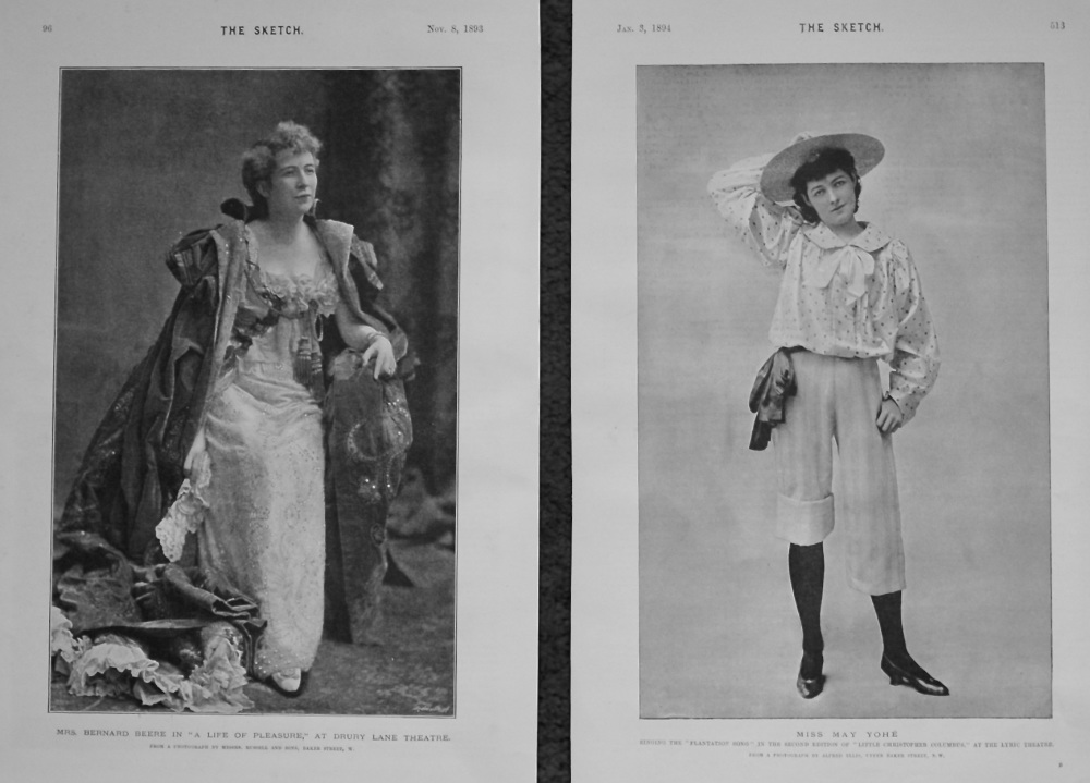 Mrs. Bernard Beere in "A Life of Pleasure," at Drury Lane Theatre. & Miss May Yohe. 1893-4.