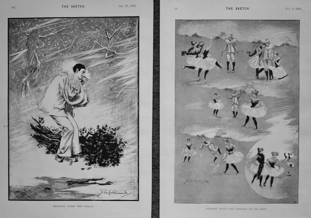 Pierrot With Two Strings To His Bow.  &  Bringing Home The Holly. 1893