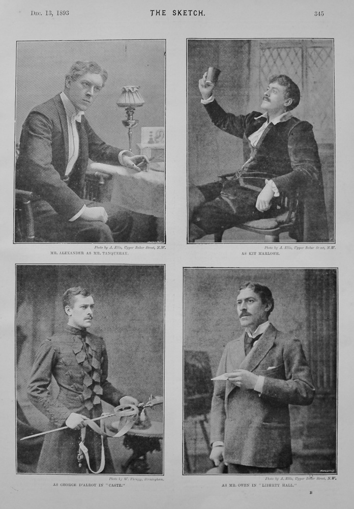 George Alexander. (4 Quarter Page Photographs). 1893.