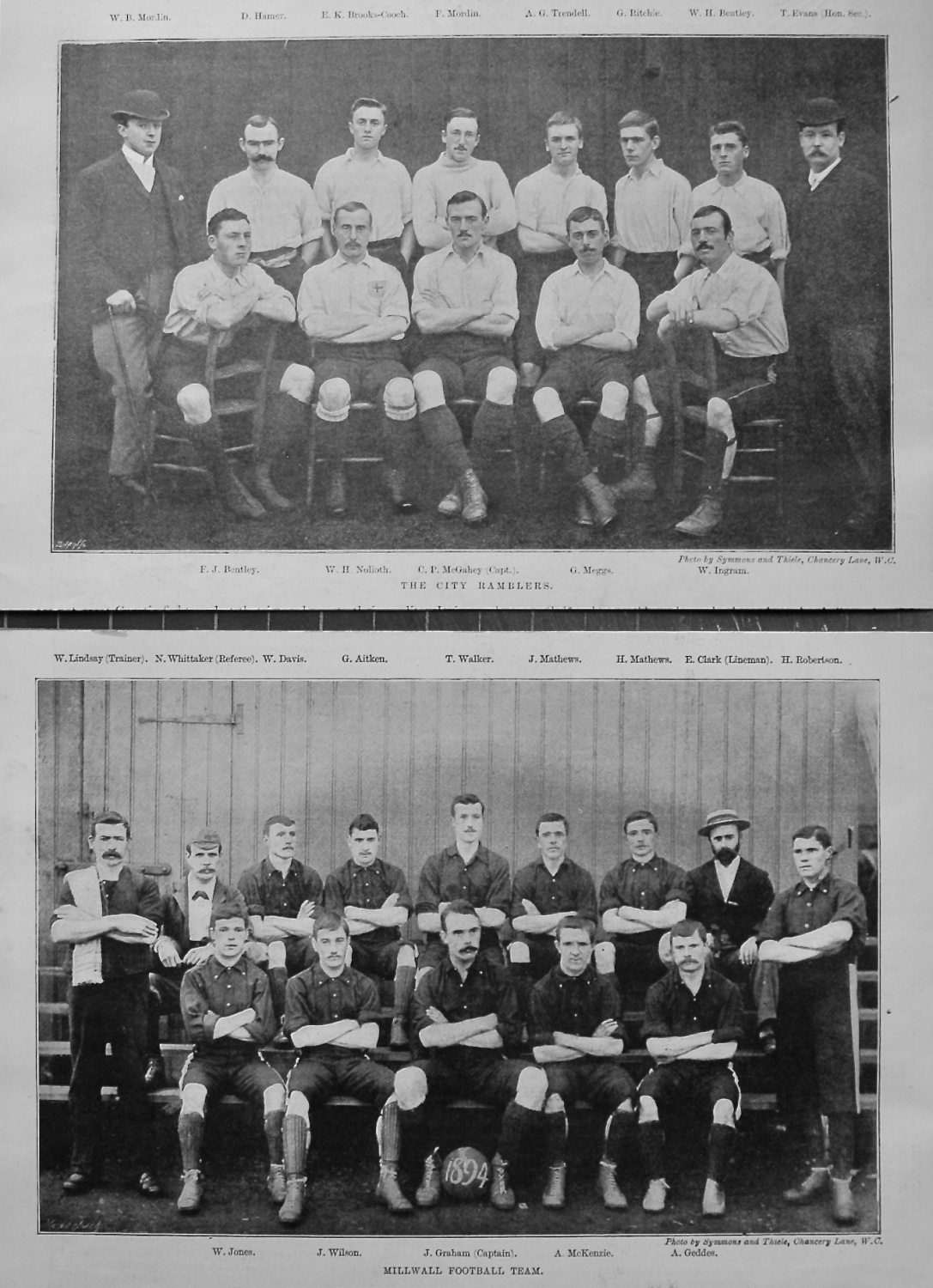 The City Ramblers. & Millwall Football Team. 1894