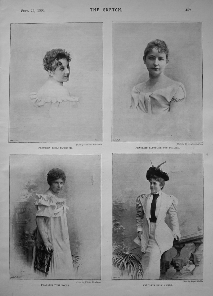 Fraulein Milli Elsinger. Fräulein Eleonore Von Driller. Fräulein Toni Hoops. Fräulein Ella Arndt. 1894