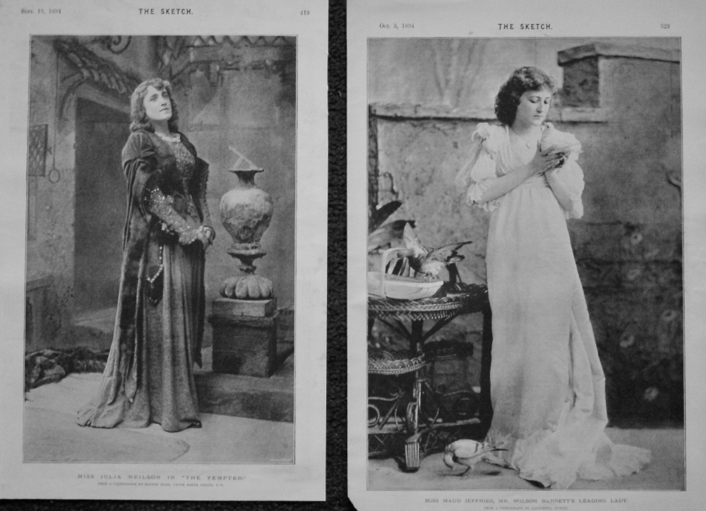 Miss Julia Neilson in "The Tempter."  &  Miss Maud Jeffries, Mr. Wilson Barrett's Leading Lady. 1894