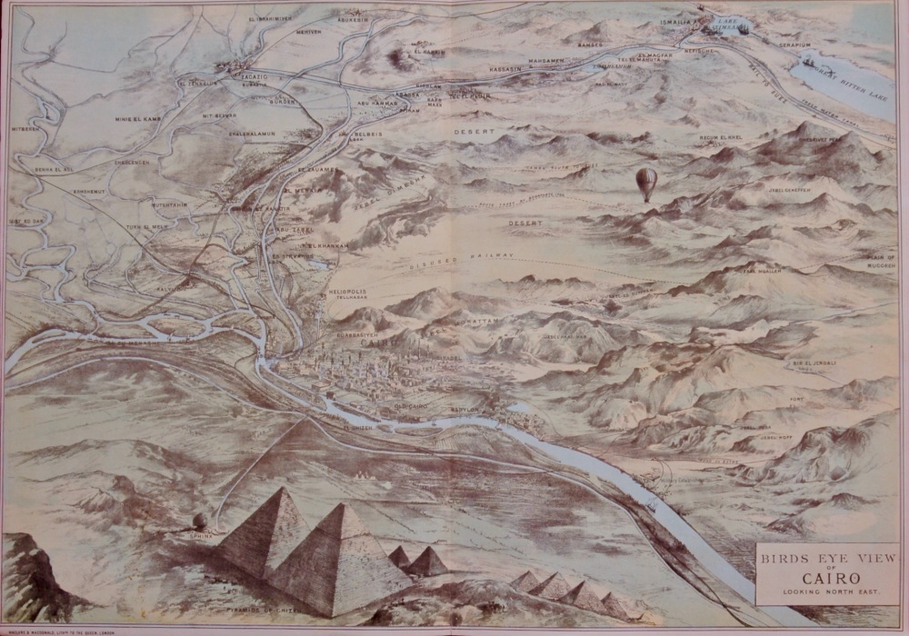 Birds Eye View of Cairo Looking North East. 1882
