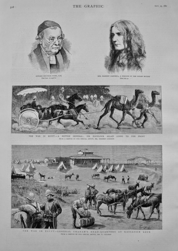 The War in Egypt - General Graham's Head-Quarters at Kassassin Lock. 1882