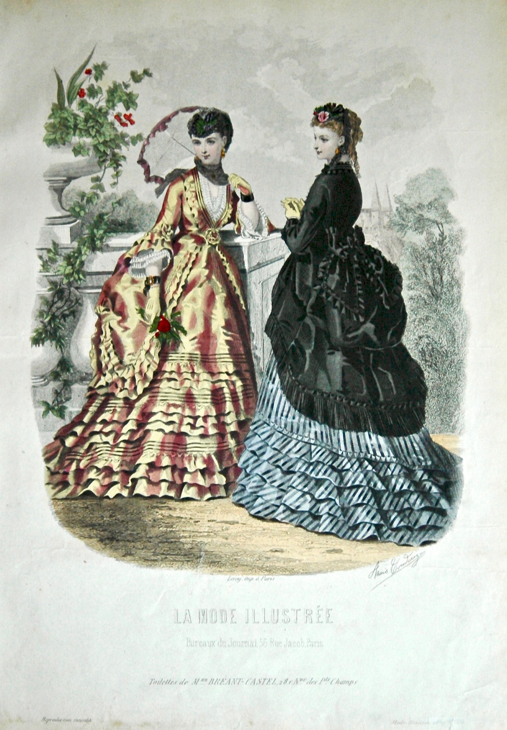 La Mode Illustree. 1869. Number 32. (Coloured Lithograph)