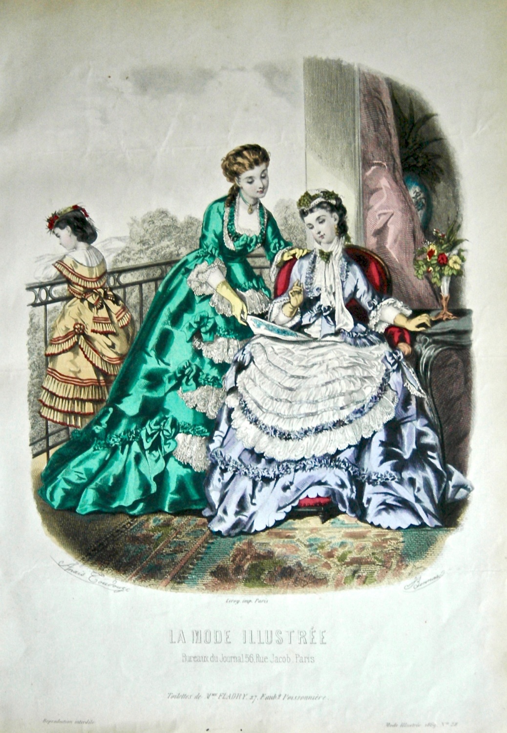 La Mode Illustree. 1869. Number 28. (Coloured Lithograph)