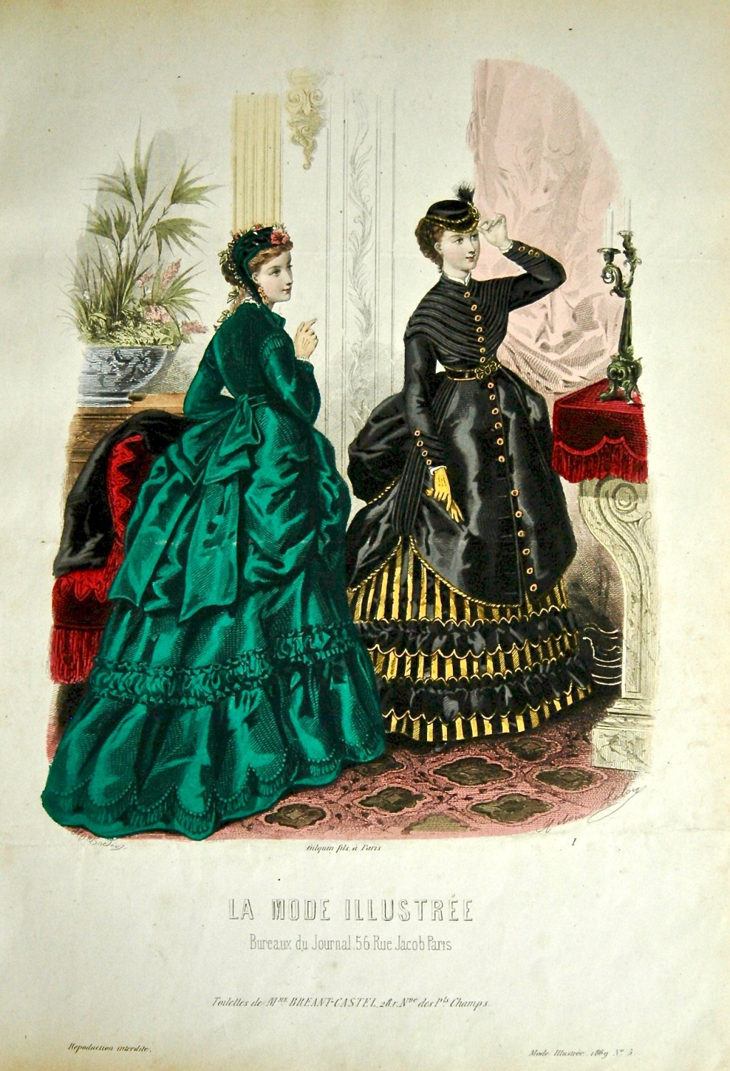 La Mode Illustree. 1869. Number 5. (Coloured Lithograph)