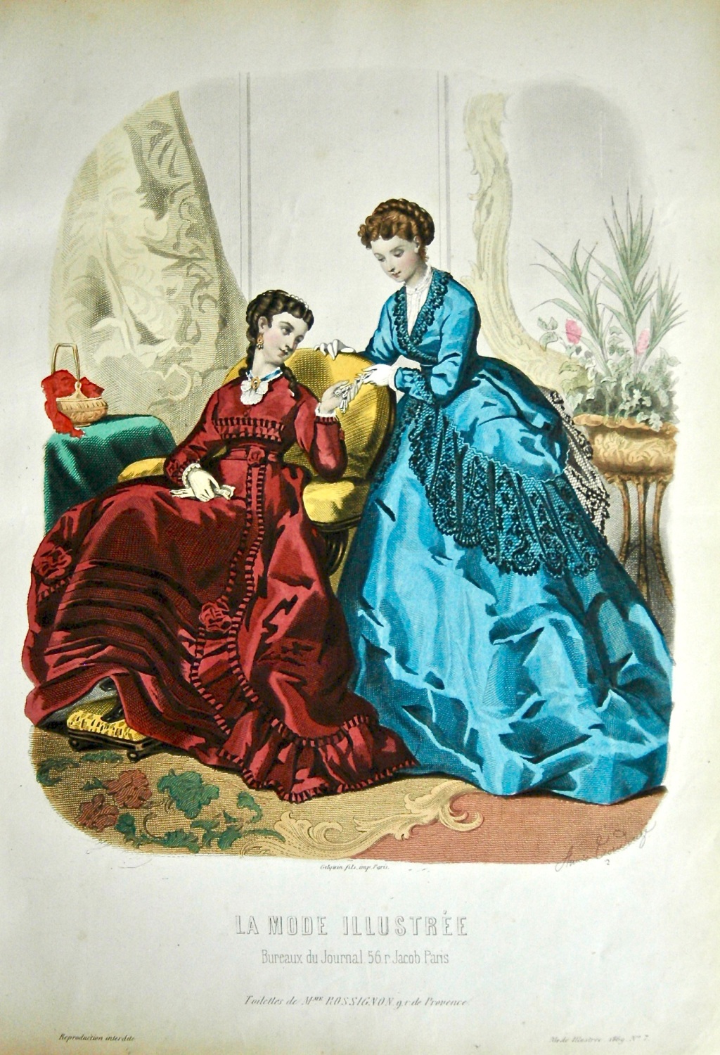 La Mode Illustree. 1869. Number 7. (Coloured Lithograph)