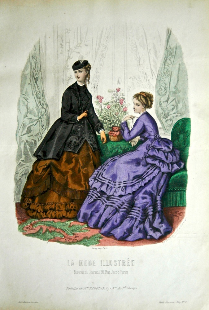 La Mode Illustree. 1869. Number 8. (Coloured Lithograph)
