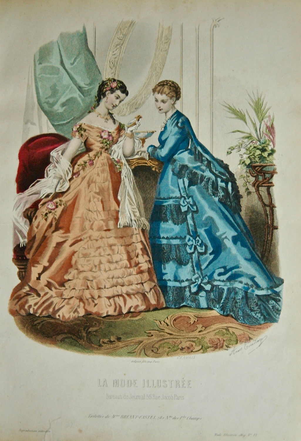 La Mode Illustree. 1869. Number 13. (Coloured Lithograph)