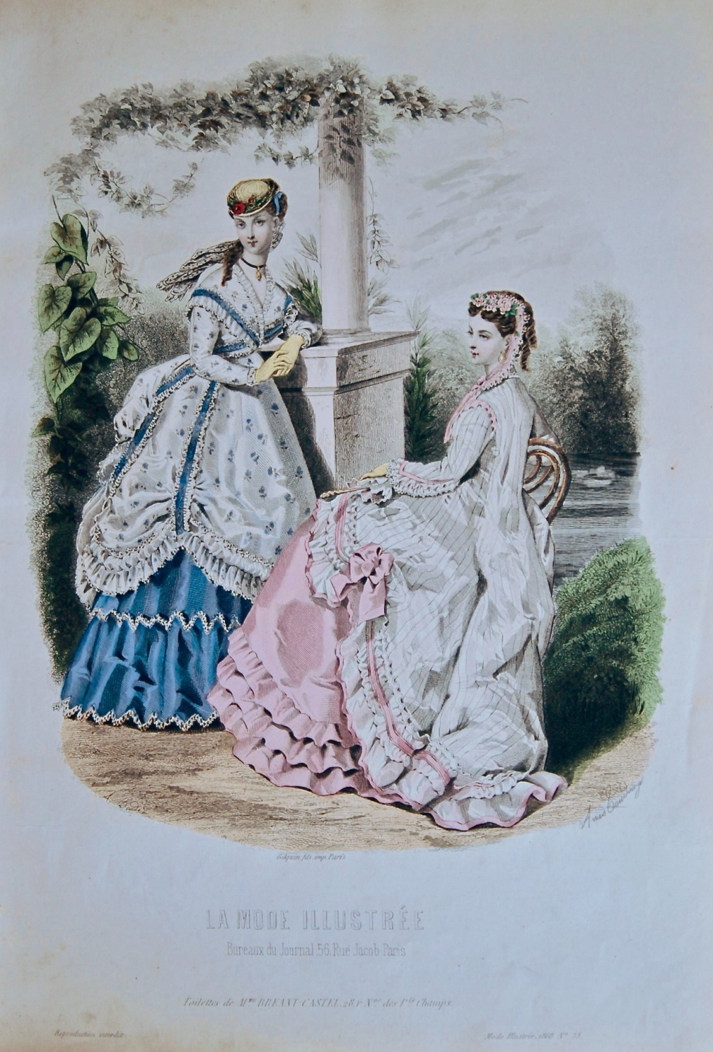 La Mode Illustree. 1868. Number 33. (Coloured Lithograph)