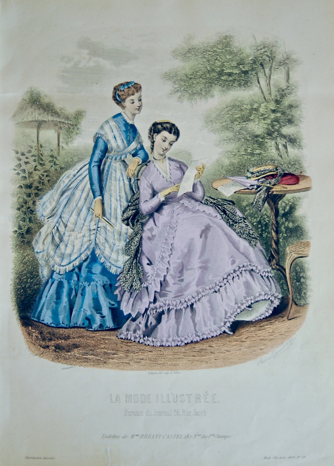 La Mode Illustree. 1868. Number 29. (Coloured Lithograph)