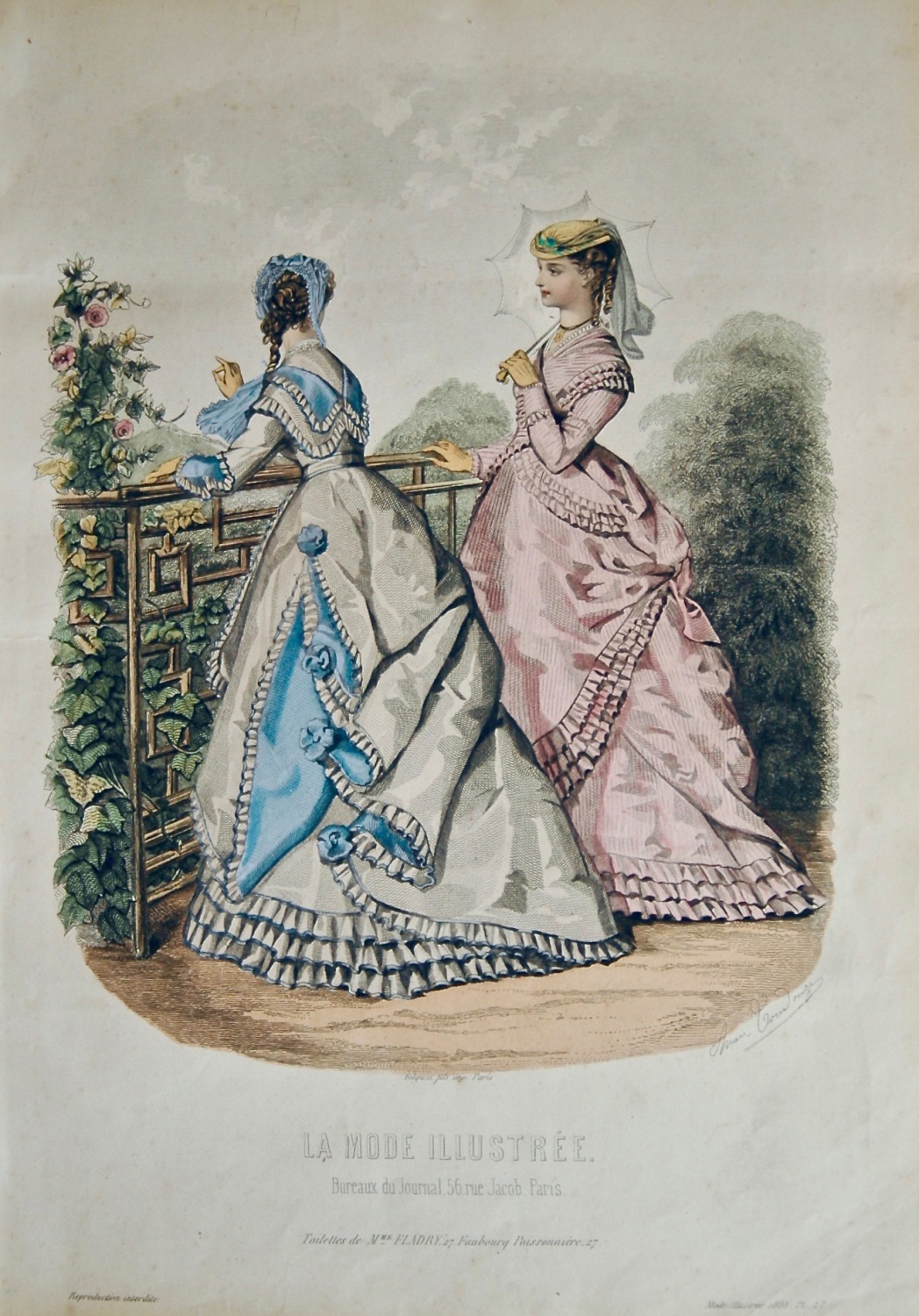La Mode Illustree. 1868. Number 27. (Coloured Lithograph)