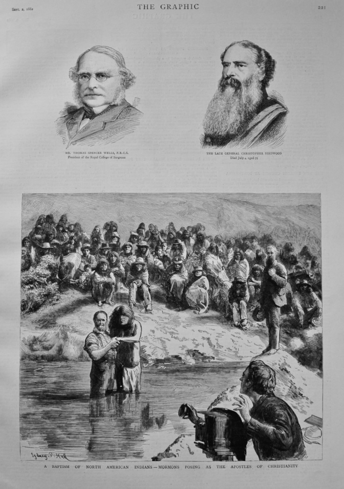 A Baptism of North American Indians - Mormons Posing as the Apostles of Christianity. 1882
