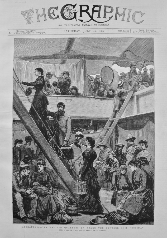 Alexandria - The English Quarters on Board the Refugee Ship "Rosina" 1882