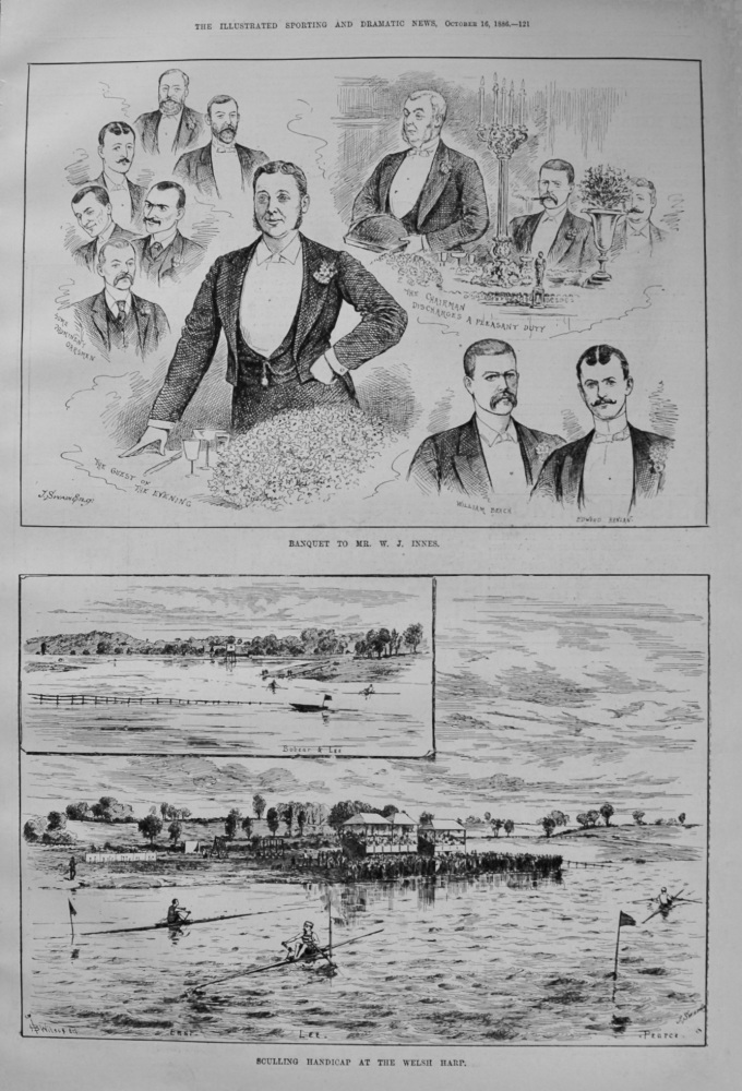 Banquet to Mr. W. J. Innes. & Sculling Handicap at the Welsh Harp. 1886
