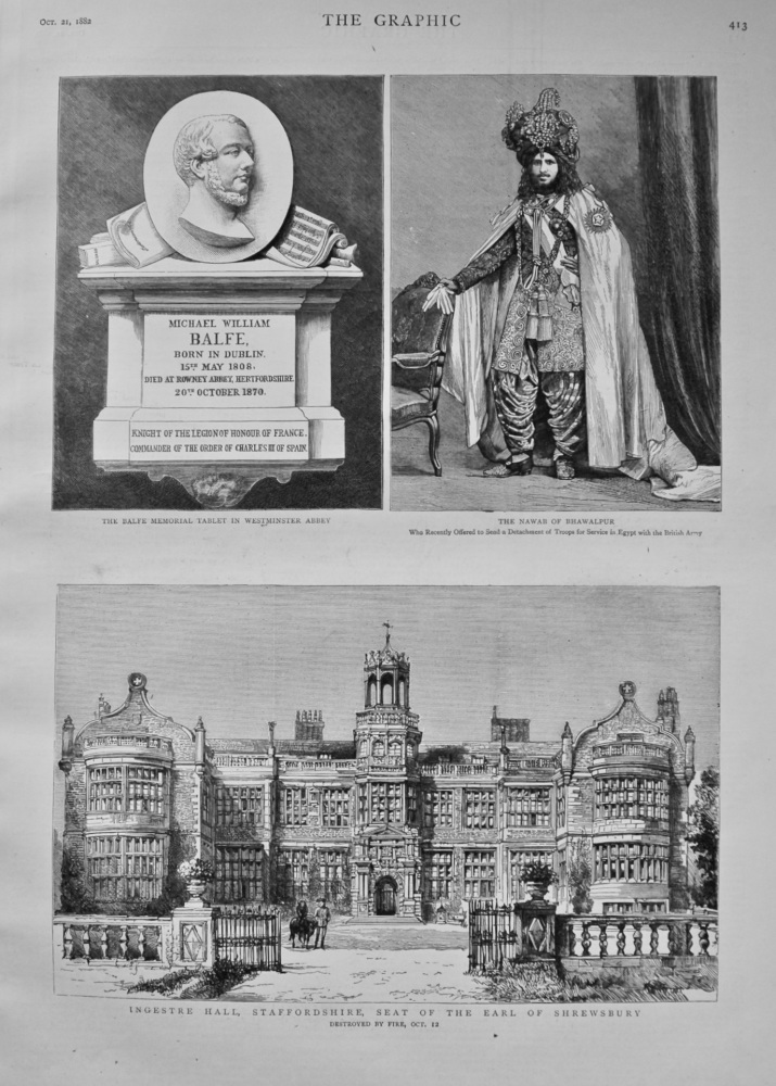 Ingestre Hall, Staffordshire, Seat of the Earl of Shrewsbury. 1882
