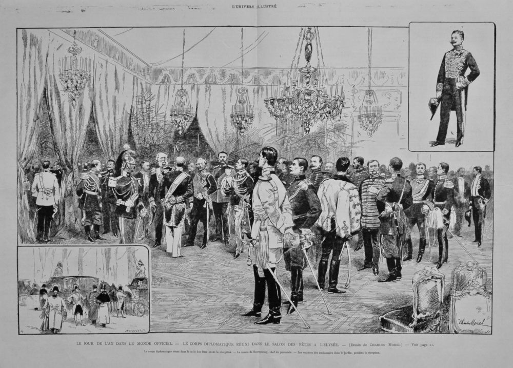 Le Jour De L'an Dans Le Monde Officiel. - Le Corps Diplomatique Réuni Dans Le Salon Des Fetes a L'Elysee. 1894.