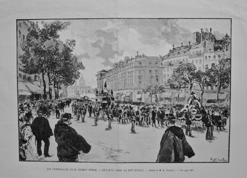 Les Funérailles De M. Ernest Renan. - Le Convoi Dans La Rue Royale. 1892.