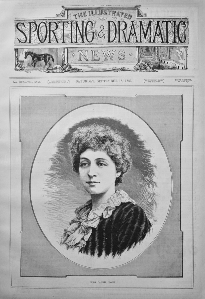 Miss Carrie Hope. (Front Page) 1886.