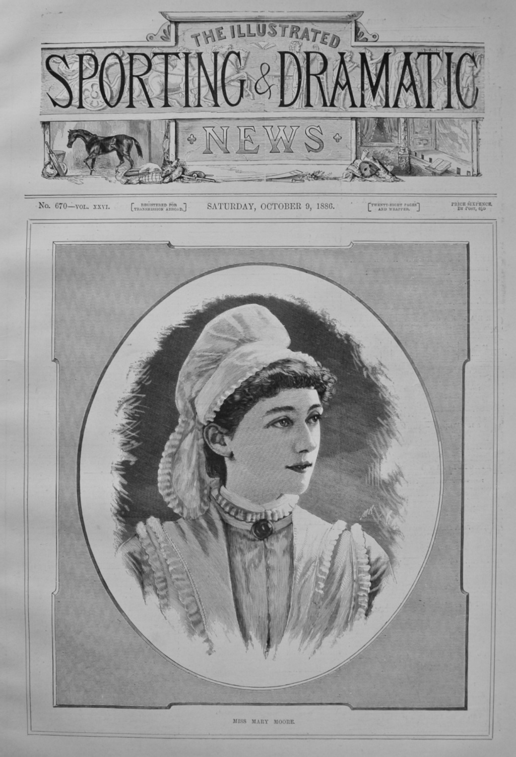 Miss Mary Moore. (Front Page). 1886