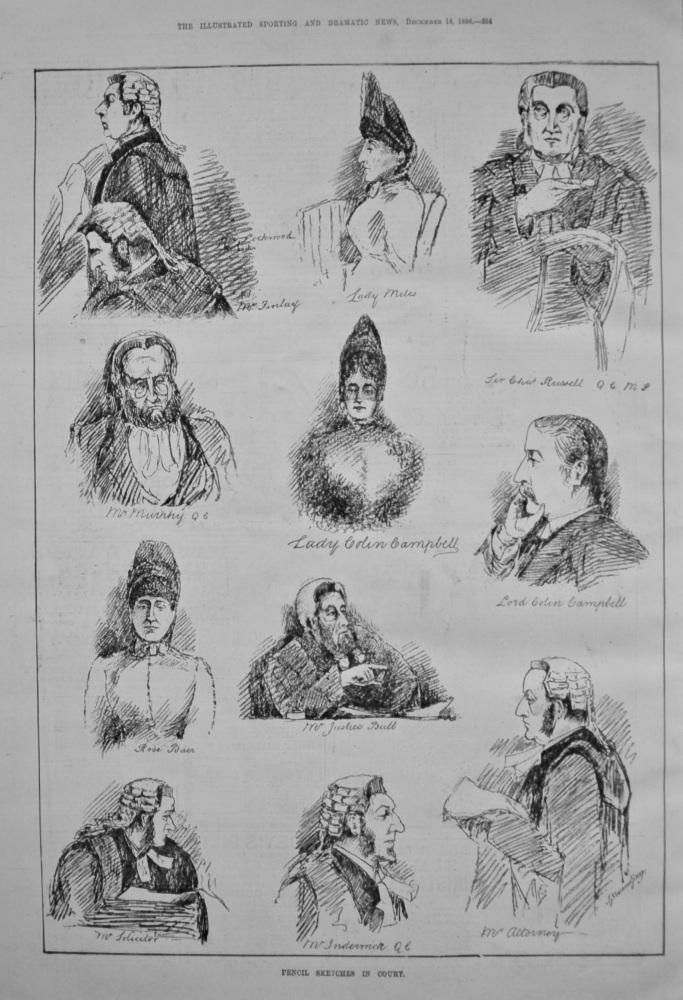 Pencil Sketches in Court. 1886