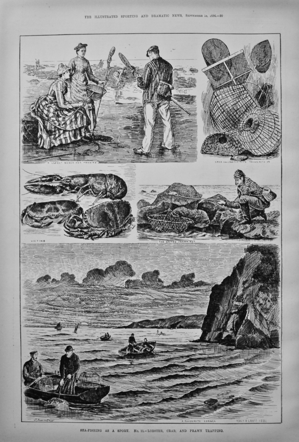 Sea-Fishing as a Sport. No. 11.- Lobster, Crab, and Prawn Trapping. 1886