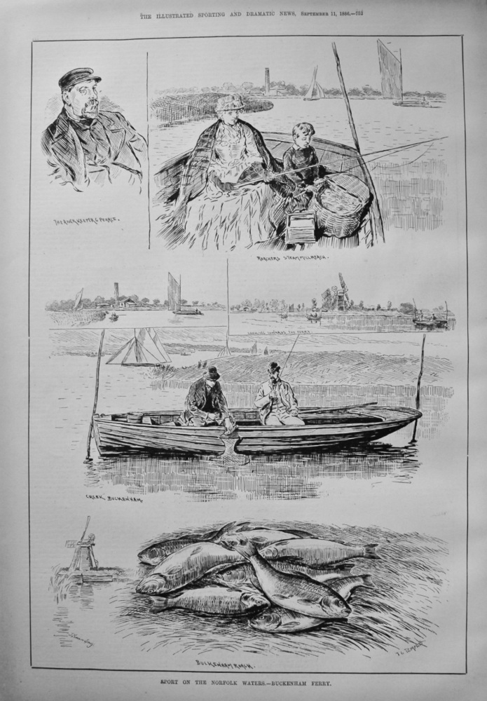 Sport on the Norfolk Waters.- Buckenham Ferry. 1886.