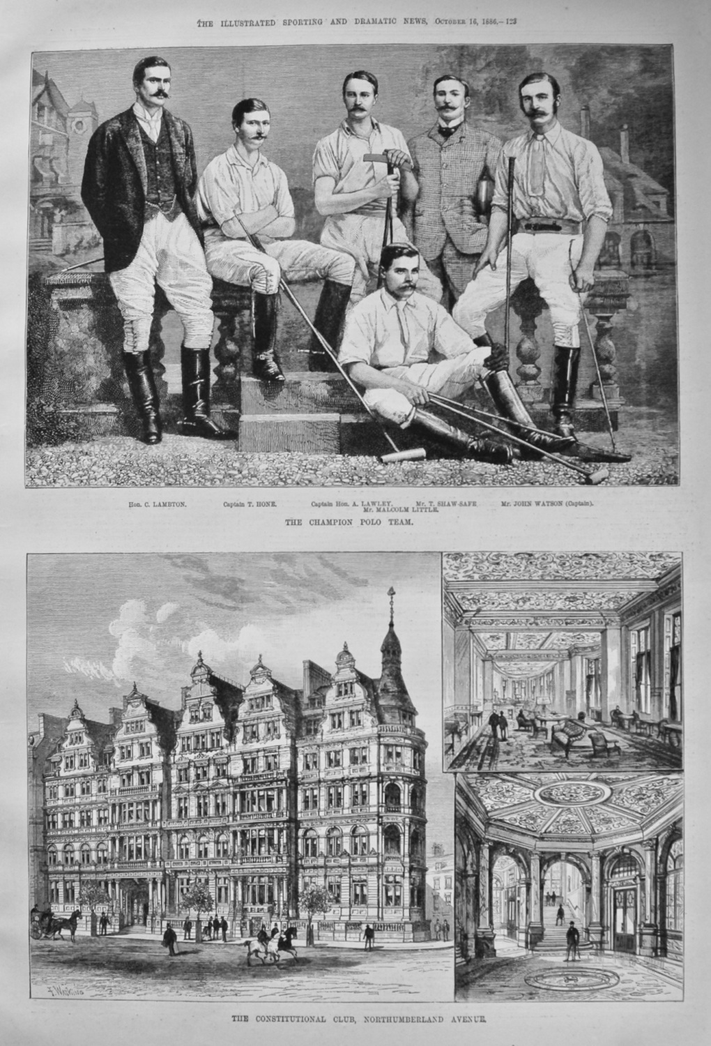 The Constitutional Club, Northumberland Avenue. & The Champion Polo Team. 1