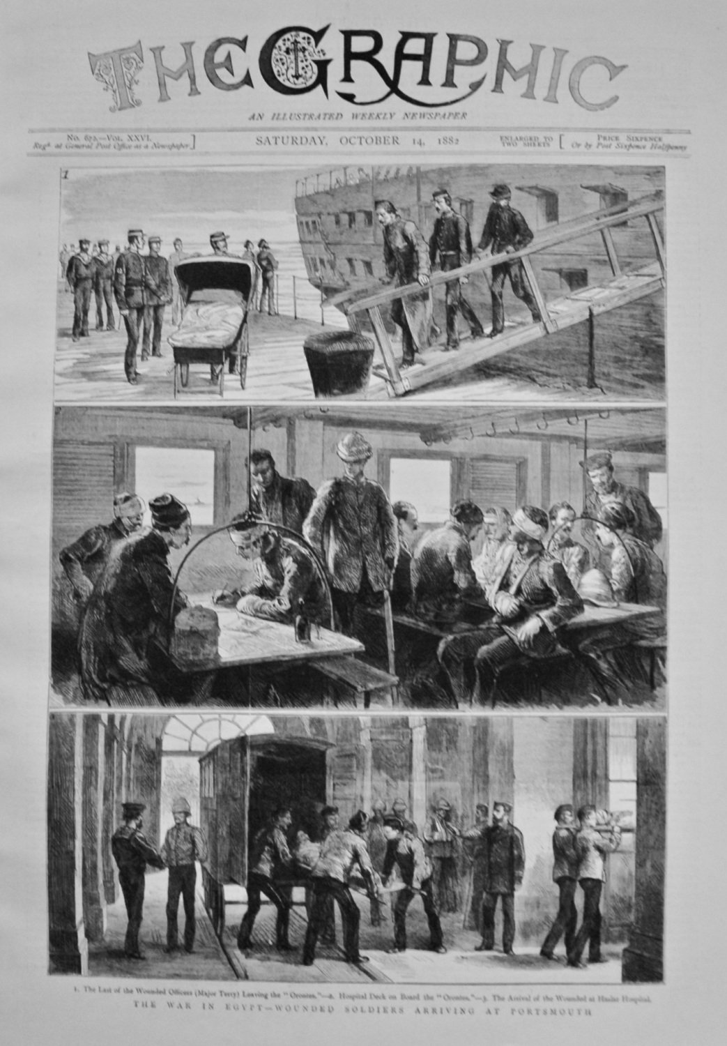 The War in Egypt - Wounded Soldiers Arriving at Portsmouth. 1882