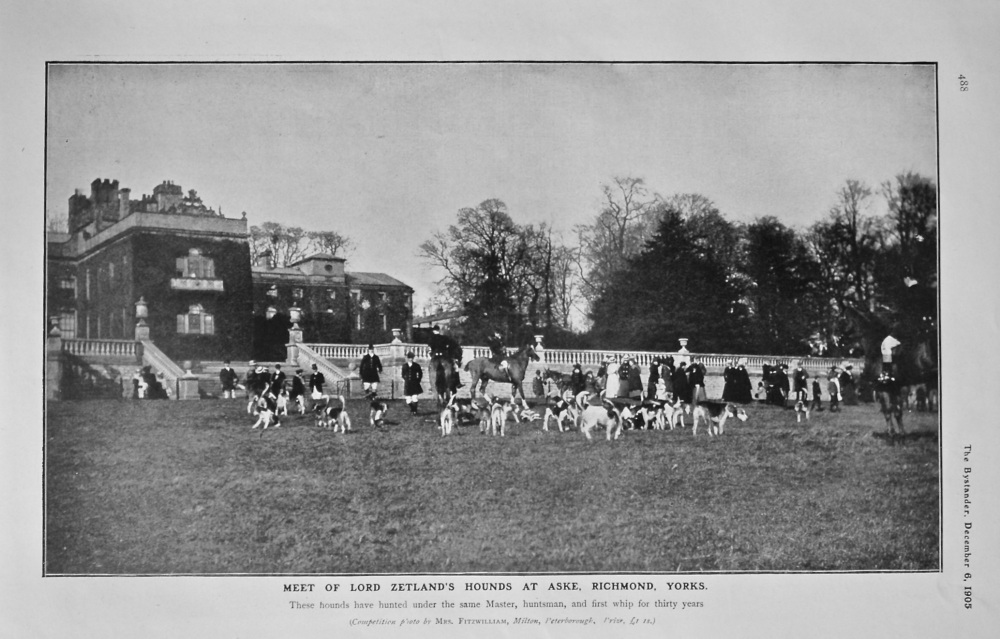 Meet of Lord Zetland's Hounds at Aske, Richmond, Yorks. 1905.