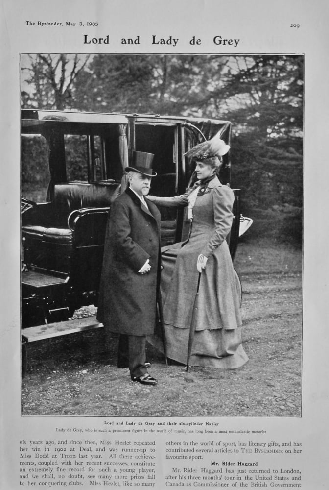 Lord and Lady de Grey and their six-cylinder Napier. 1905