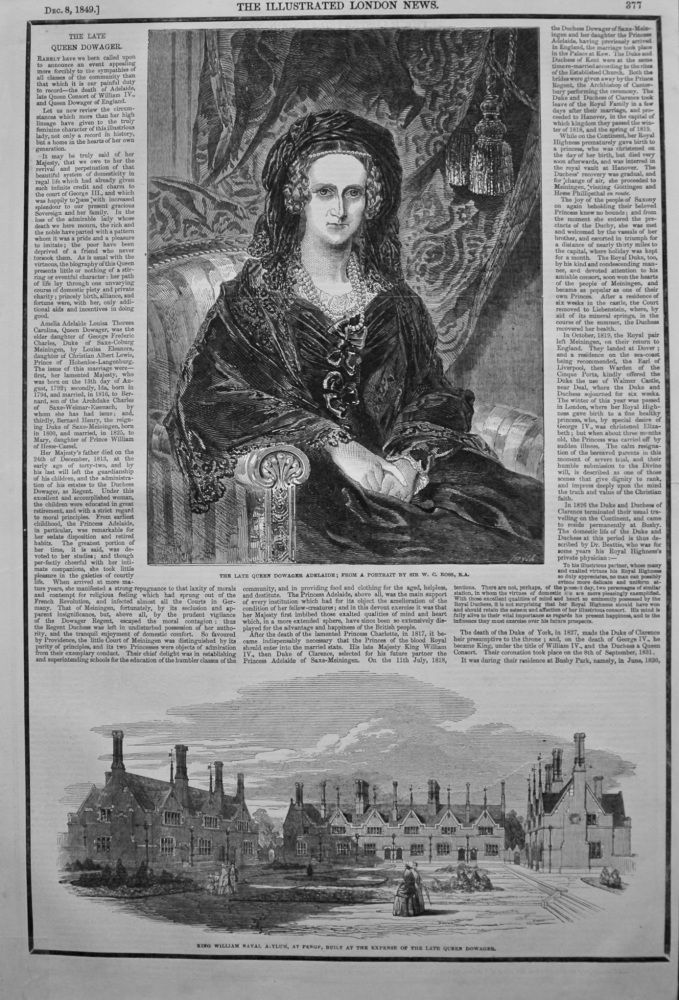 The Late Queen Dowager. (Adelaide) 1849.