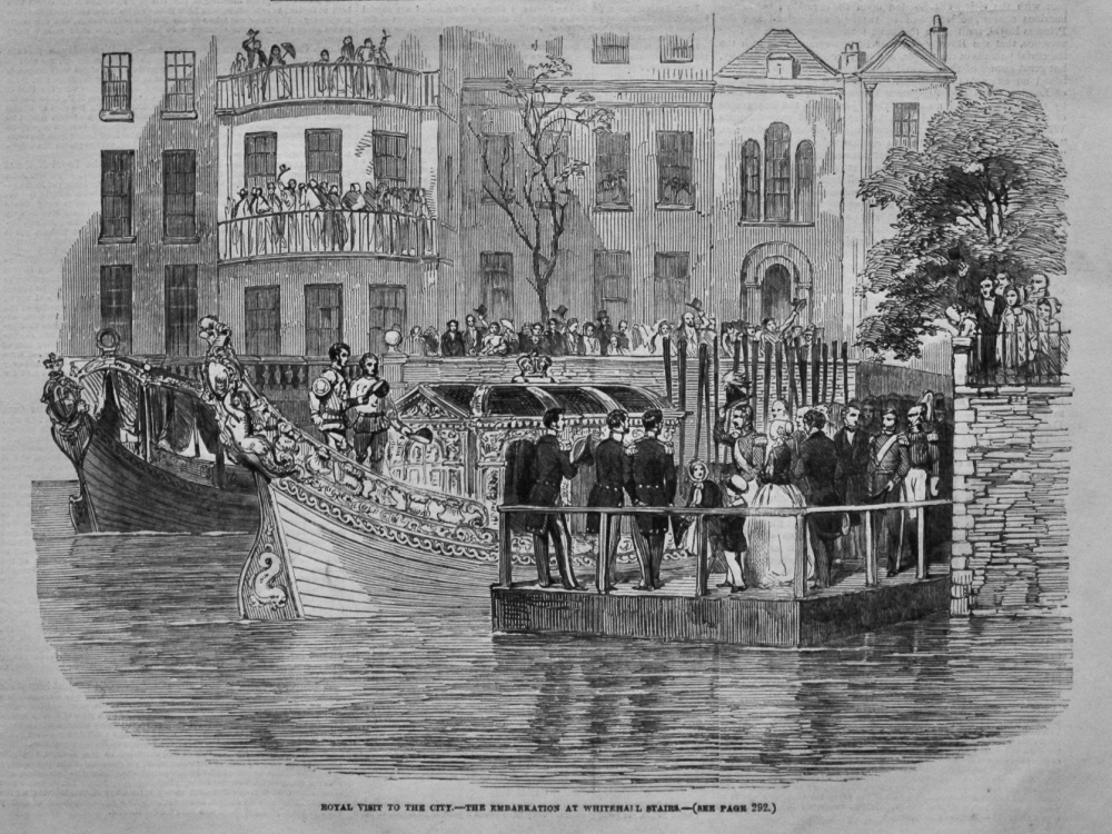 Royal Visit to the City.- The Embarkation at Whitehall Stairs. 1849