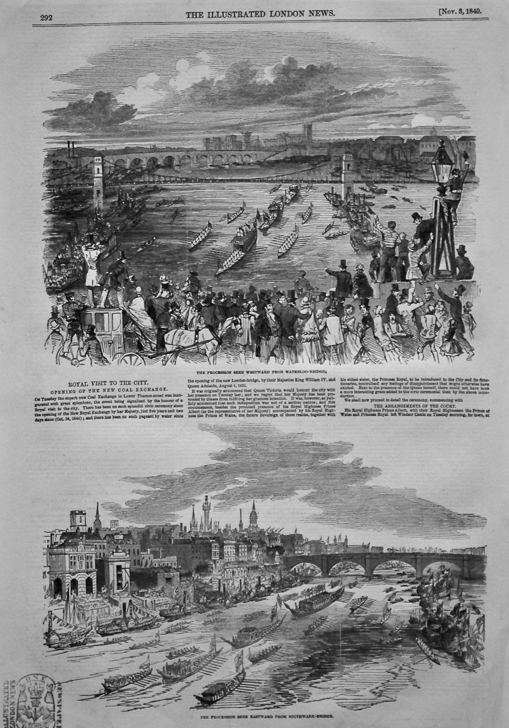 Procession seen Westward from Waterloo-Bridge. 1849.