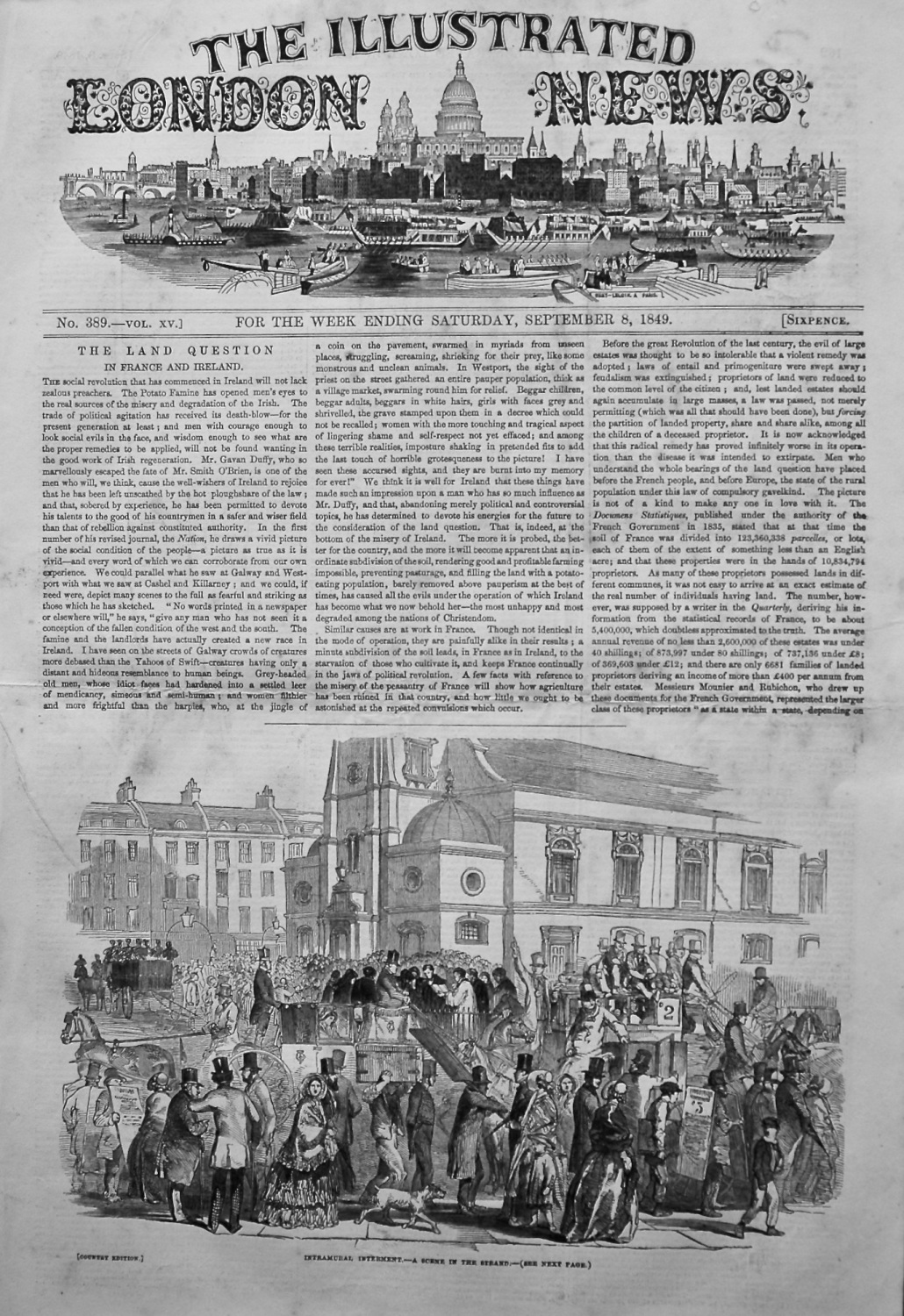 Illustrated London News. September 8th, 1849.