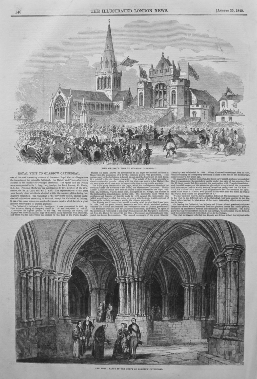 Her Majesty's Visit to Glasgow Cathedral. 1849.