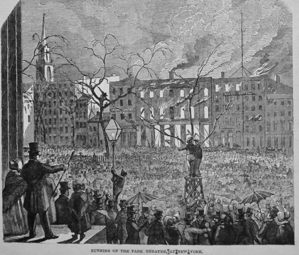 Burning of the Park Theatre, at New York. 1849.