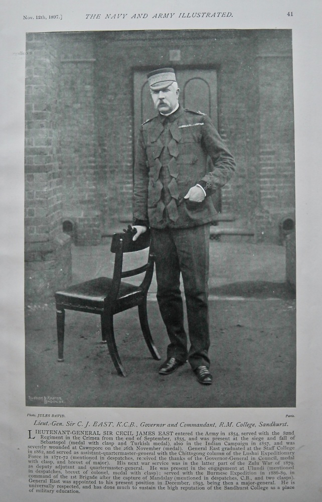 Lieut.-Gen. Sir C. J. East, K.C.B., Governor and Commandant, R.M. College, Sandhurst. 1897.