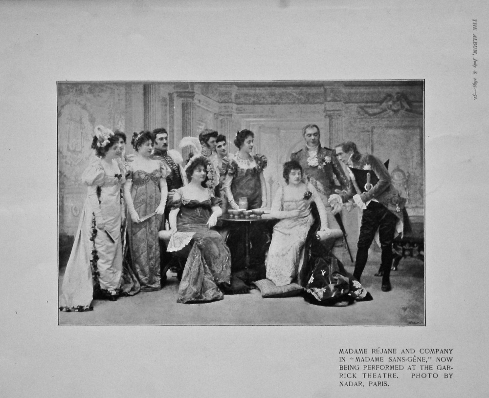 Madame Rejane and Company in "Madame Sans-Gene," Now being Performed at the Garrick Theatre. 1895.
