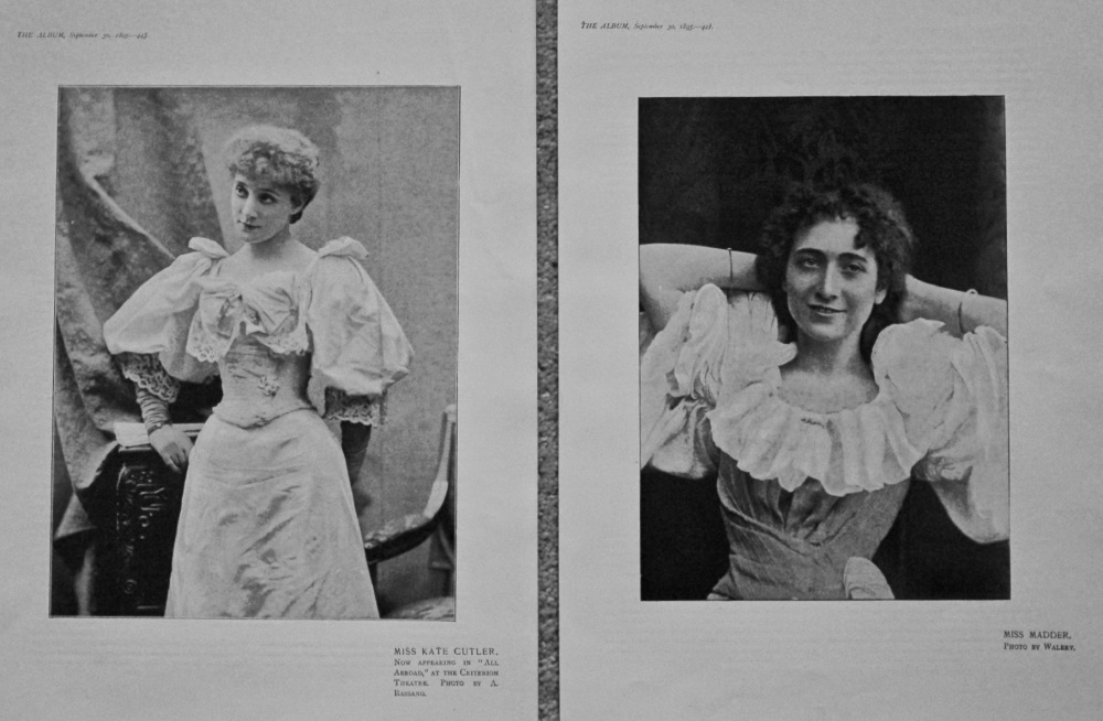 Miss Kate Cutler, & Miss Madder. (Portrait Photographs) 1895.
