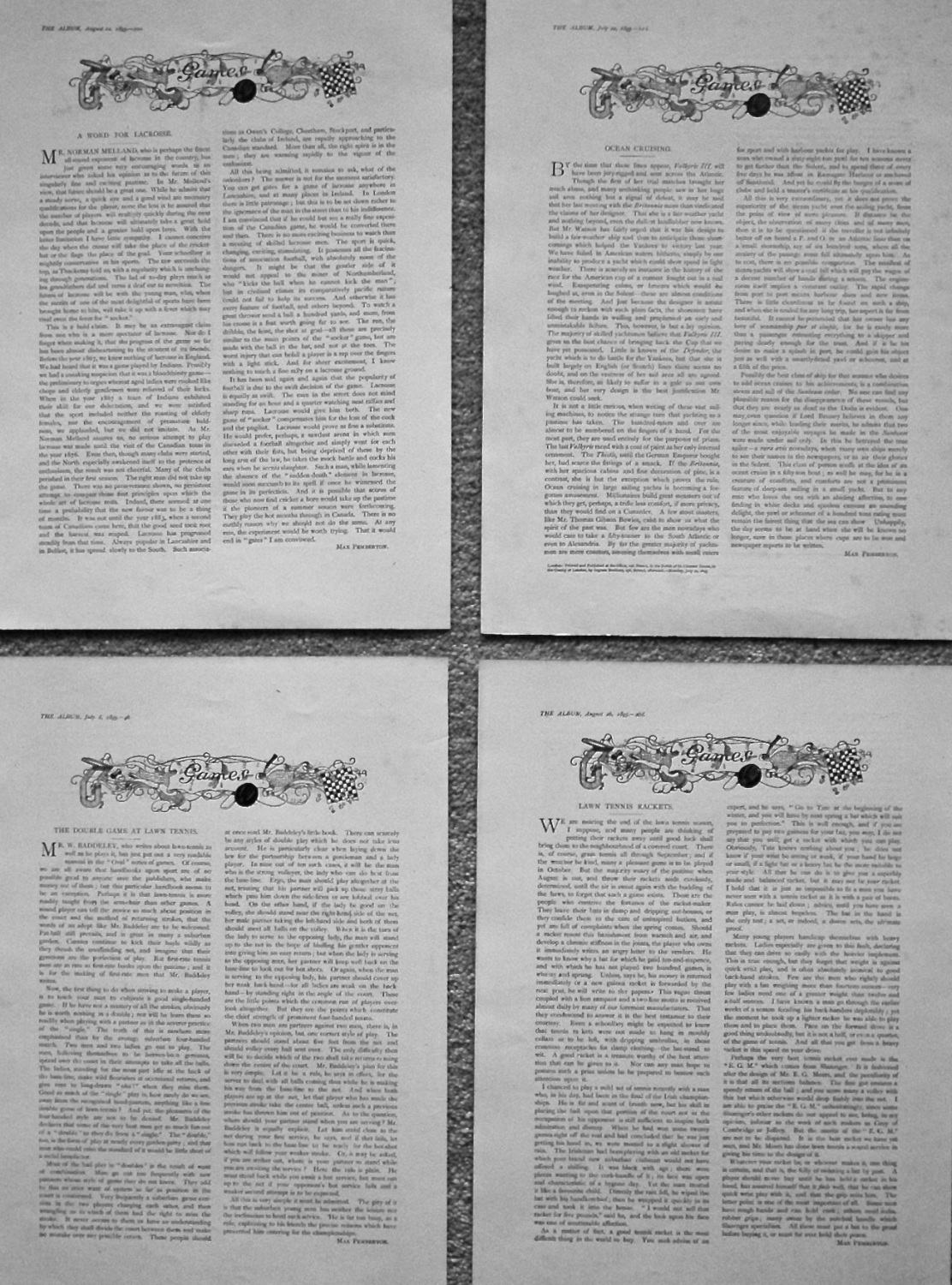 Games. (Articles written by Max Pemberton.) 1895.