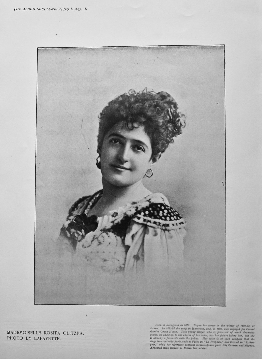 Mademoiselle Rosita Olitzka. 1895.