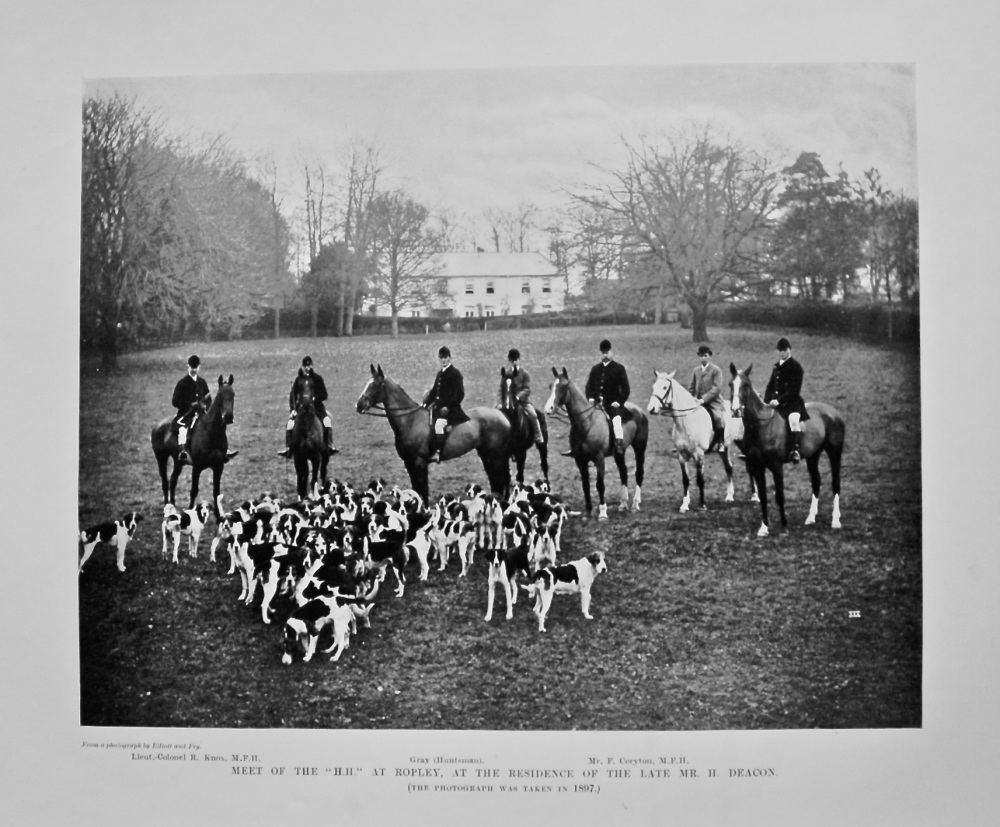 Meet of the "H.H." at Ropley, at the Residence of the Late Mr. H. Deacon. 1897.